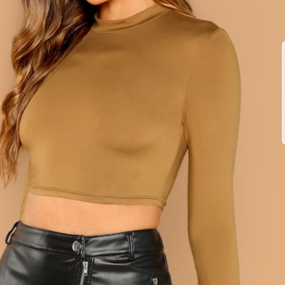BUY 1 GET 1 FREE GOLD SILK CROP TOP - Picture 2 of 4